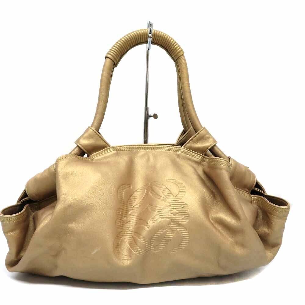 LOEWE Nappa Aire Handbag Gold Brown Leather Dumpling Bag